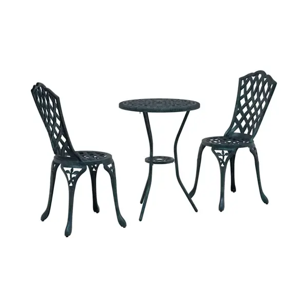 Garden Bistro Set 3 Pcs Green Aluminium Vidaxl thumbnail