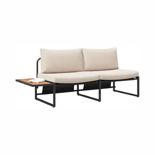 VidaXL - Tuin - Sofa - Met - Kussen - Taupe - 200, 5 - X - 70 - X - 85, 5 - Cm - Staal