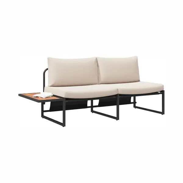 VidaXL - Tuin - Sofa - Met - Kussen - Taupe - 200, 5 - X - 70 - X - 85, 5 - Cm - Staal thumbnail