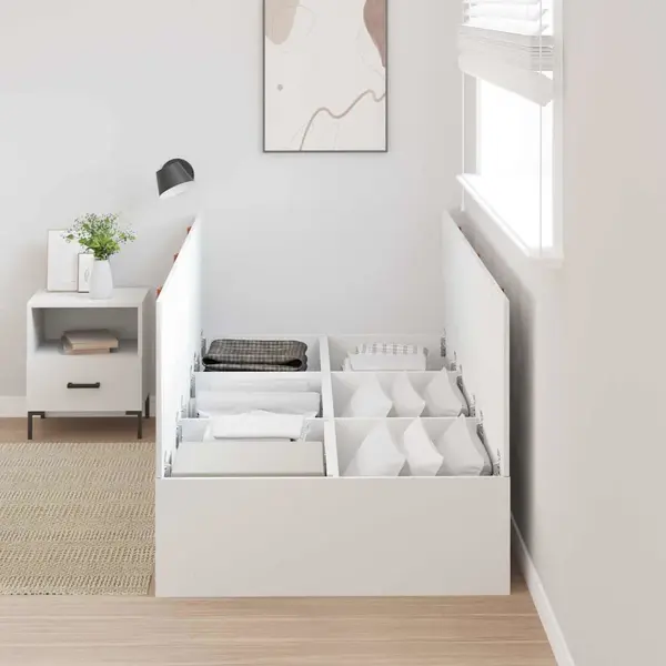 VidaXL Opbergbedframe Met Opslag Wit 100 X 200 Cm Bewerkt Hout thumbnail