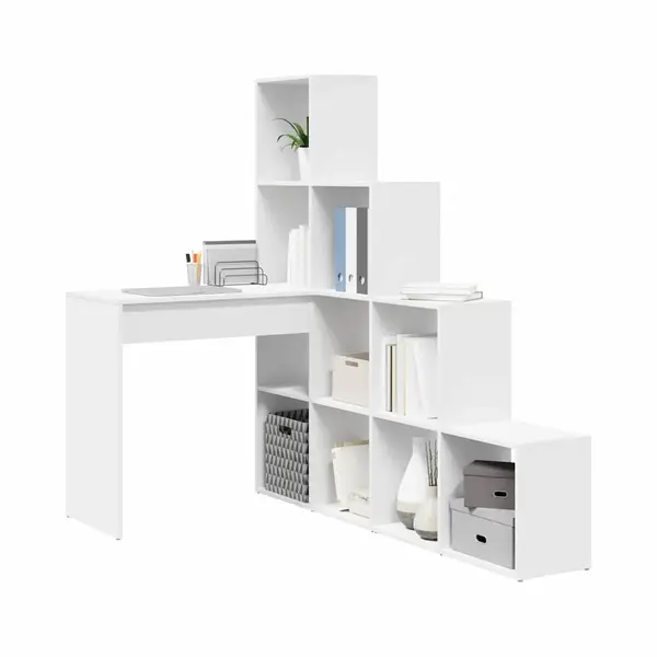 VidaXL Hoekbureau Met Plank Wit 101, 5 X 149, 5 X 149, 5 Cm Bewerkt Hout thumbnail