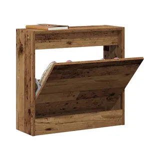 VidaXL Shoe Cabinet With Door Old Wood 60 X 21 X 57 Cm Engineered Wood, Living Room Storage, Modern Shoe Cabinet, Rectangular Footwear Organizer,