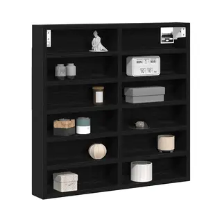 VidaXL Display Kast Zwart Eiken 60 X 8, 5 X 58 Cm Bewerkt Hout