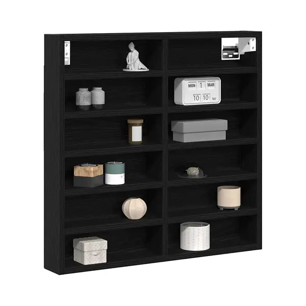 VidaXL Display Kast Zwart Eiken 60 X 8, 5 X 58 Cm Bewerkt Hout thumbnail