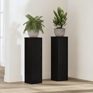 VidaXL Plantenstand 2 Pcs Zwart Eiken 17 X 17 X 60 Cm Bewerkt Hout