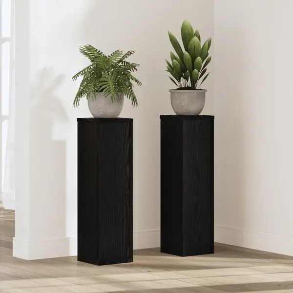 VidaXL Plant Stand 2 Pcs Black Oak 17 X 17 X 60 Cm Engineered Wood, Living Room Plant Stand, Rectangular Display, Indoor Planter For Herbs, Botanical thumbnail