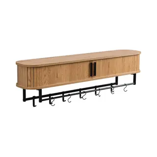 Furnilux Kapstok 120 X 24 X 32 Cm - Xxxl - Wandkapstok Kiruna - 12 Haken - Licht Eiken
