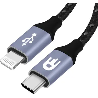Drivv. Drivv Usb C Oplaadkabel - Usb C Naar 8 Pin Kabel - Snellader - Oplader Kabel - Nylon - Grijs - 3 Mete