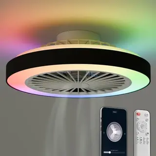 Avacy Deckenventilator Mit Beleuchtung – Deckenventilator Mit Lampe – Deckenleuchte – Led Rgbw – Tuya Wlan Smart – Fernbedienung – ⌀ 50