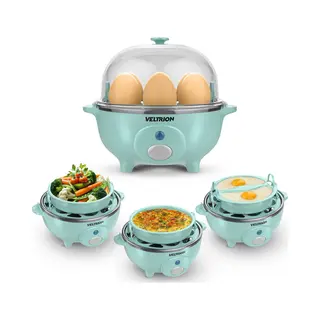 Veltrion Elektrische Eierkoker - Kook Tot 7 Eieren - Koken, Pocheren, Roerei & Omelet - Incl. Timer En Slimme Maatbeker - Vaatwasserbestendig - Blauw