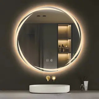 WoonWonder Opus Ronde Badkamerspiegel Met Led Verlichting - Dimbaar - Anti-Condens - 2700K/4500K/6400K - 60CM - Transparant