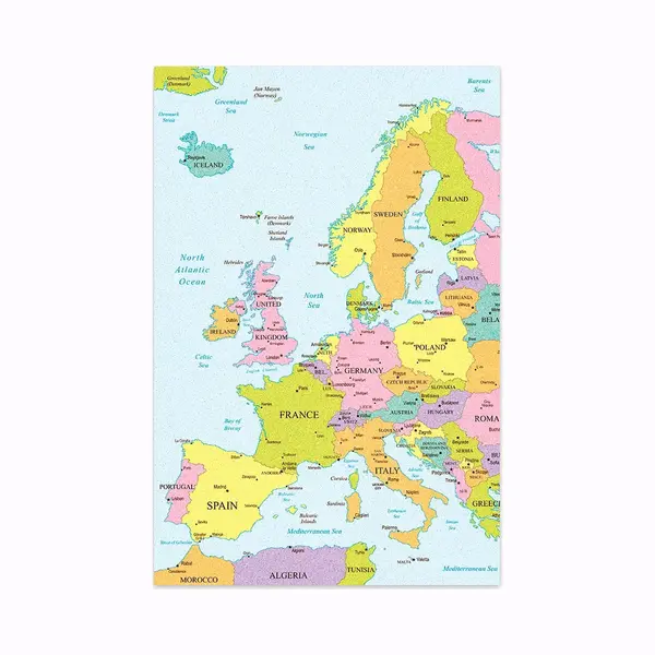 Kurk24 - Prikbord Europakaart- Gedrukt - 60 X 90 Cm thumbnail