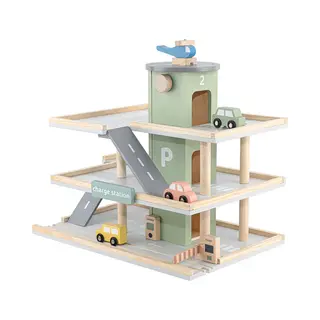 Babiem® Noah - Speelgoedgarage - Met Accessoires - Parkeergarage Speelgoed - Parkeergarage - 45x30x37 Cm - 7-Delige Set - Autogarage Speelgoed - Fsc