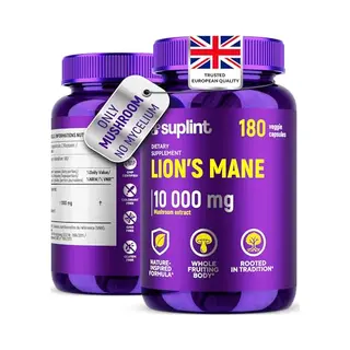 Suplint Lions Mane Mushroom Capsules 10 000mg – Highly Concentrated Extract Hericium Erinaceus 10, 1 – Lab-Tested With Certificate Lions Mane Supplement