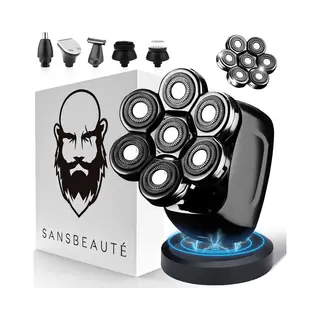 6-in-1 Scheerapparaat Mannen + Extra Scheerkop – Trimmer - Tondeuse - Sansbeauté® Skull Sharp Pro - Nat & Droog - Face En Head Shaver – Hoofd