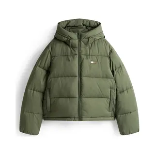 Tommy Jeans Jas Tjw Hooded Puffer Jacket Dw0dw21625 Mrh Pewter Green Dames Maat - L