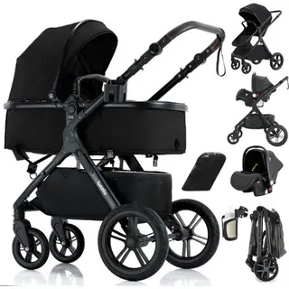 Lunola Mira X1 - Kinderwagen 3-in-1 - Wandelwagen - Stroller - Incl. Autostoel - 0-20kg - Xxl - Multifunctionele Buggy 3in1 - Zwart