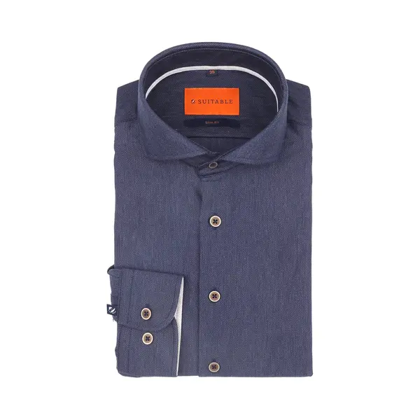 Suitable Herringbone Hemd Navy - Größe 41 thumbnail