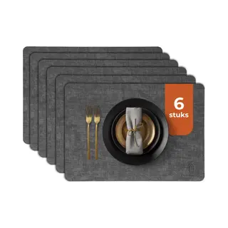 Castagnola Lederlook Placemats - Antislip Placemat Van Kunstleer - Waterafstotende Onderlegger - Onderzetter - Placemats Kunststof - 6 Stuks - 45 X 30
