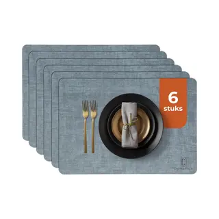 Castagnola Lederlook Placemats - Antislip Placemat Van Kunstleer - Waterafstotende Onderlegger - Onderzetter - Placemats Kunststof - 6 Stuks - 45 X 30