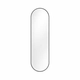 Luxaliving Ovale Passpiegel 160x50 Cm – Zwart Metalen Frame – Grote Wandspiegel – Staande Spiegel – Inclusief Ophanghaken