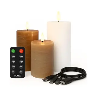 Flinq Wiederaufladbare Led-Kerzen Mit Lebendiger Flamme – Inklusive Fernbedienung Mit Timer Und Dimmfunktion – Wiederaufladbare Echtewachs
