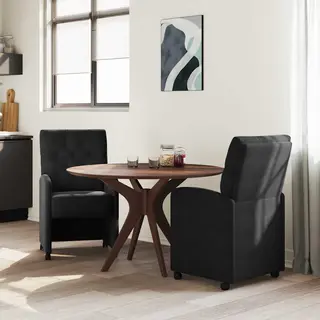VidaXL Eetkamerstoelen Met Wielen 2 Pcs Zwart 58 X 67 X 97 Cm Fluweel