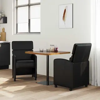 VidaXL Eetkamerstoelen Met Wielen 2 Pcs Zwart 58 X 65 X 98 Cm