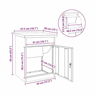 Paketdrop-box Schwarz 41 X 38 X 103 Cm Edelstahl Vidaxl