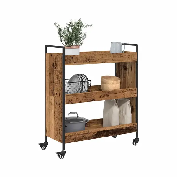 VidaXL - Keuken - Trolley - Oudhout - 70 - X - 30 - X - 82 - Cm - Bewerkt - Hout thumbnail