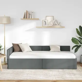 Eckbettgestell Dunkelgrau 90 X 190 Cm Textil Und Holzwerkstoff Vidaxl