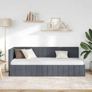 Eckbettgestell Mit Kopfteil Dunkelgrau 80 Cm X 200 Cm Samt Vidaxl