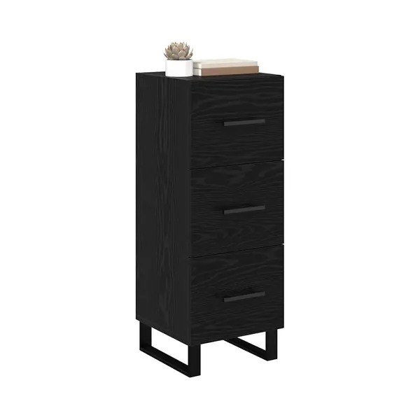 VidaXL Dressoir Met Lade Zwart Eiken 34, 5 X 34 X 90 Cm thumbnail
