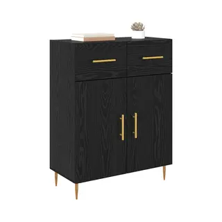 VidaXL Dressoir Met Lade Zwart Eiken 69, 5 X 34 X 90 Cm Bewerkt Hout