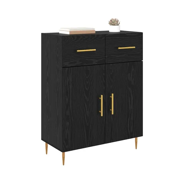 VidaXL Dressoir Met Lade Zwart Eiken 69, 5 X 34 X 90 Cm Bewerkt Hout thumbnail