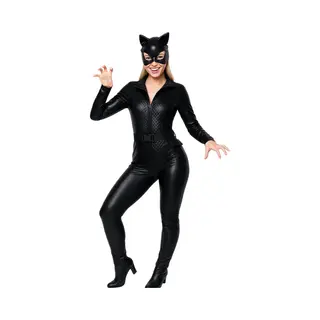 Joya Party® Cat Kostuum Volwassenen | Zwarte Stretch Catsuit Met Masker En Riem | Verkleedpak Halloween & Carnaval Dames | Sexy Kattenpak | Cat Girl