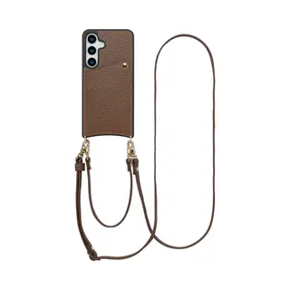 Selencia Hoesje - Geschikt Voor Samsung Galaxy S24 / S25 - Backcover Met Koord En Pashouder - Mocha Brown