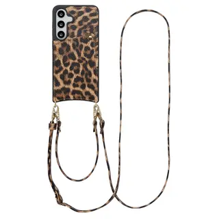 Selencia Nova Backcover Met Koord En Pashouder - Geeignet Für Samsung Galaxy S24/ S25 - Leopard