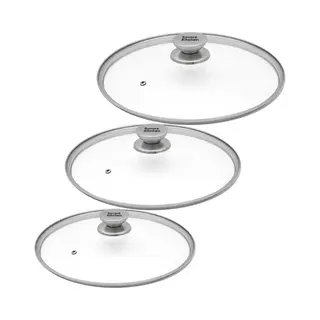 Savoré Kitchen Pannendeksel Set 3-delig - Deksel Voor Koekenpan Ø 20, 24, 28 Cm - Rvs - Glas