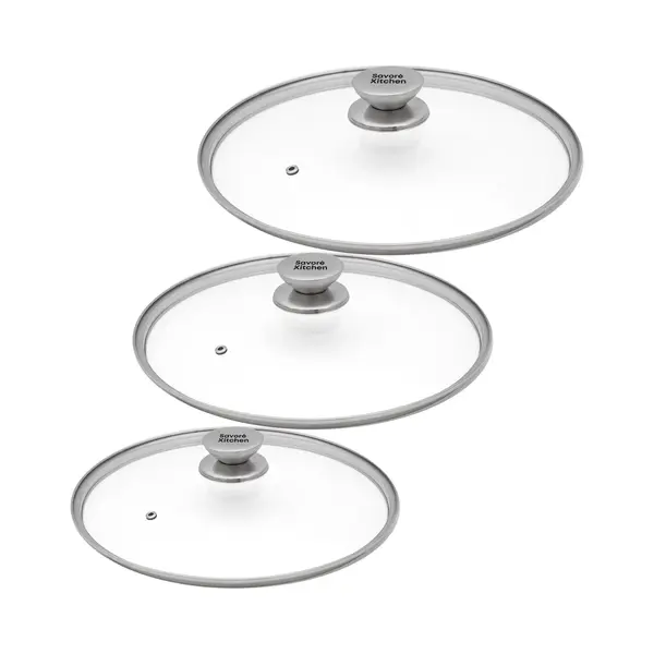 Savoré Kitchen Pannendeksel Set 3-delig - Deksel Voor Koekenpan Ø 20, 24, 28 Cm - Rvs - Glas thumbnail