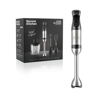 Savoré Kitchen Staafmixer Pro+ 1500W – Mixer Set Met Hakmolen 600ml, Garde, Melkopschuimer En Maatbeker – 5 Snelheden – 6 Messen – Rvs