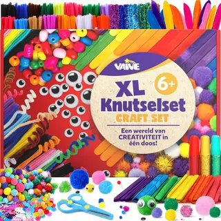 Vaive Knutselset 905-delig – Knutselen Meisjes & Jongens - Kralen, Veren, Pompons & Wiebeloogjes - Knutselkoffer - Knutselspullen - Knutselpakketten