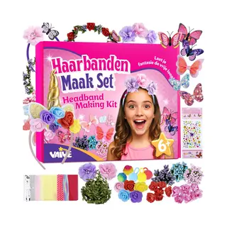 Vaive Haarband Knutselset 54-delig – Maak 10 Haarbanden – Diadeem Knutselen Voor Meisjes – Sieraden Maken – Knutseldoos – Knutselpakketten