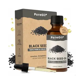 PureOil – Schwarzes Samenöl 100ml – 100% Rein, Kaltgepresst & Natürlich – Haaröl & Gesichtsöl – Für Haut, Haare, Bart & Kopfhaut –