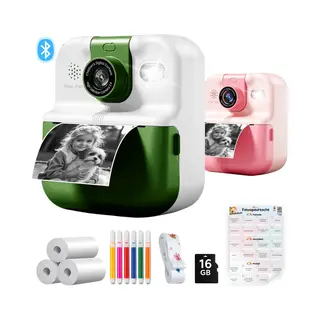 Tiny Thinkers Kindercamera Met Fotoprinter & Fotospeurtocht – Digitale Camera Kinderen – 11-in-1 Camera – Oplaadbaar - 48MP - Foto Printer - Groen -