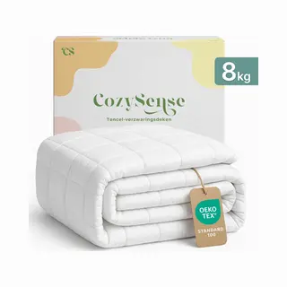 CozySense® Verzwaringsdeken 8kg - 100% Tencel - Weighted Blanket – Zwaartedeken Met Temperatuurregulatie En Ademend Comfort - Glass-Flow®