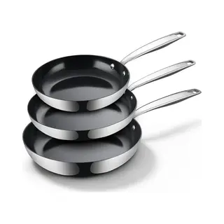 Be Living Rvs Koekenpannenset - Ø 20, 24 & 28 Cm - Keramisch - Inductie Pannen - Pfas Vrij Anti Aanbak - Bakpan - Essential Series