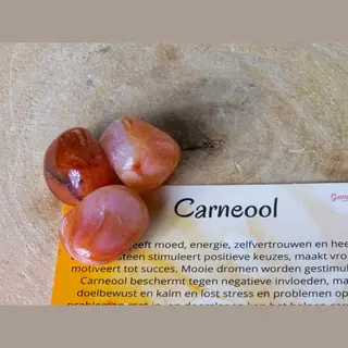 GemsByShy Carneool Trommelsteen, Edelstenen - Perfect Cadeau Voor Vrouwen- Inclusief Uitleg - Spiritueel - Carnelian - Positieve Keuzes - Zelfvertrouwen -