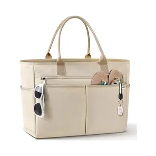 Ibenzoa® Schoudertas 40 Liter Grote Waterdichte Strandtas Met Ritssluiting En Meerdere Vakken Voor Veelzijdig Gebruik Beige Tas