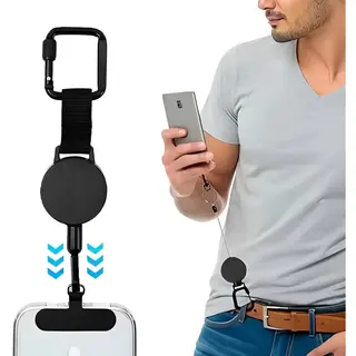 rimmo Anti-diefstal Telefoonhouder Met Intrekbaar Koord – Smartphone Veiligheidskoord Met Karabijnhaak | Anti-valharnas Telefoonhouder Voor Wandelen,